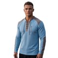 thumbnail image 5 of Conairie Polo Shirts For Men Long Sleeve Solid Color Fashion Lightweight Loose Button Up Henley Shirt Spring Comfort Classic Basic Blouse Blue XXXL, 5 of 5