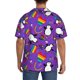 thumbnail image 3 of Balery Rainbow Lgbt Penguin Camisa Casual de Manga Corta con Botones para Hombre, Texturizada, Estilo Cubano, para Playa, Verano-3X-Large, 3 of 5