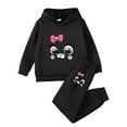 thumbnail image 5 of Ulanda Hoodies for Teen Girls Fall Sets 2 Piece Outfits Sweatshirts Trendy Preppy Cheetah Print Bow Hoodie (Black, 5-6 Years), 5 of 5