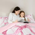 thumbnail image 4 of Feelyou Princess Bowknot Kids Bedding Comforter Set 7pcs, Modern Fashion Ribbon King Bedding Sets, Watercolor Bow-tie Reversible Bed Sheets, Ultra Soft Bedroom Decor, 4 of 8