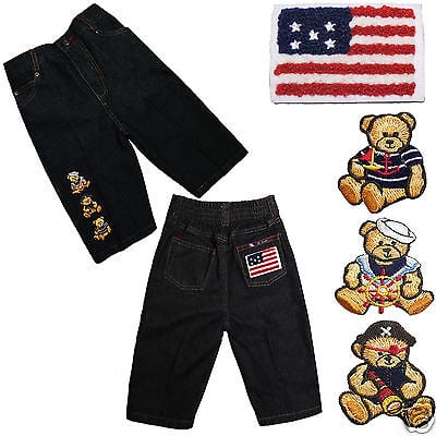 Nautical Sailor Pirate Bear Stars & Stripes Infant Boy Toddler Cotton Jeans S-XL