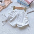 thumbnail image 5 of Teylalorva Girls Denim Shorts, High Rise Trendy Side Drawstring Summer Casual Kids 2026 Jean Shorts White Size 3, 5 of 8