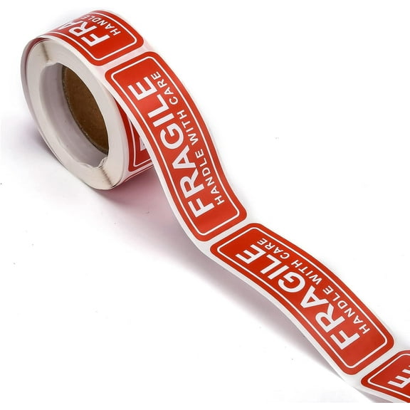 Fragile Stickers Handle with Care Warning Packing Shipping Label Red 25.3x76mm 150pcs/roll