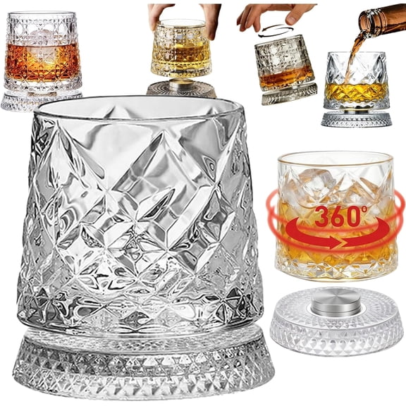 360° Rotating Crystal Glass Rotating Whiskey for Whiskey Lovers