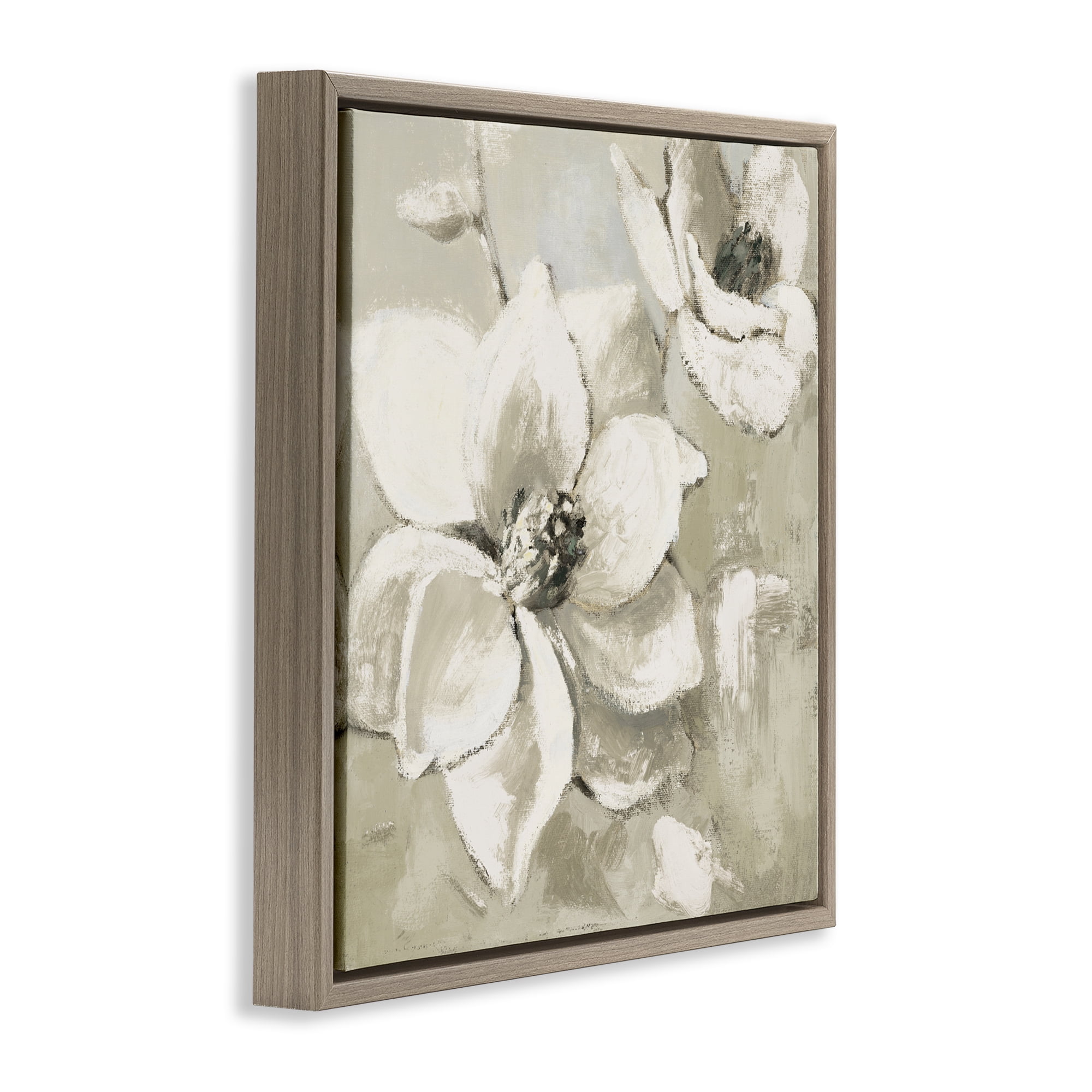 Stupell Industries Magnolias After Rain Brown Framed Floater Canvas Wall Art, design by Lanie Loreth