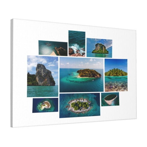 Custom Canvas Prints Green And Blue Tropical Island Personalized Photo Image Collage DIY Framed Kit Wall Art Picture Room Decor 16x20 inch