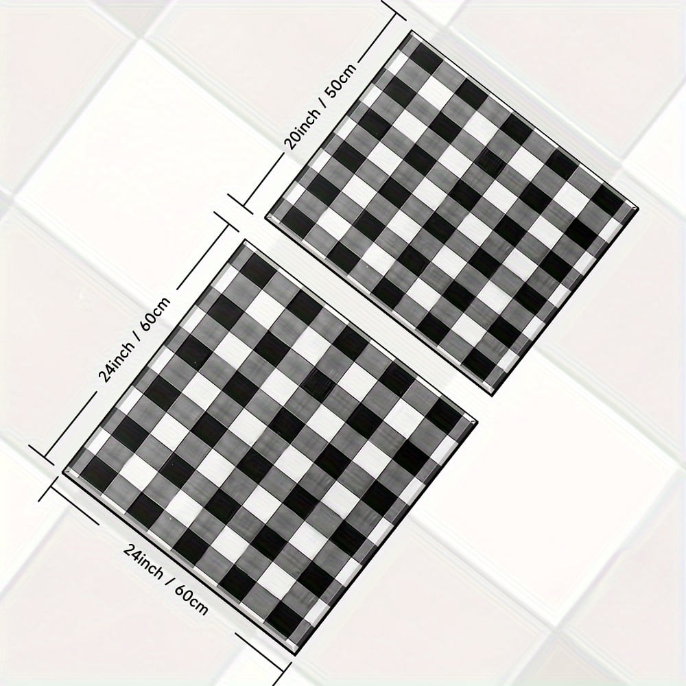 1pc, Dish Drying Pad, Buffalo Checkered Washing Machine Dust Cover Mat, Countertop Absorbent Pad, Washstand Drain Mat, Washstand Cup Mat, Kitchen Accessories, Bathroom Accessories