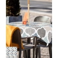 thumbnail image 5 of Boanket Outdoor Tablecloth with Umbrella Hole for Patio/Picnic/Party/Camping, Teal Blue Grey Geometric Waterproof Table Cloth Square Cover Washable, Morocco Abstract Art 60"x 60", 5 of 7