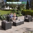 thumbnail image 5 of ClouddWell 4 Seat Outdoor Patio Furniture Set, Patio Conversation Sets with Thick Waterproof Cushions & 2 Ottoman(Grey), 5 of 6
