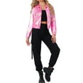 thumbnail image 2 of INSPIRE CHIC Women's Holographic Shiny Party Long Sleeve Lightweight Zipper Metallic Jacket S Pinks, 2 of 6
