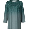 thumbnail image 3 of Xuboway Womens Tops Summer 3/4 Sleeve Casual Floral Print Tops Trendy Crew Neck T-Shirt Blouse Three Quarter Length Tunic Tops, 3 of 4