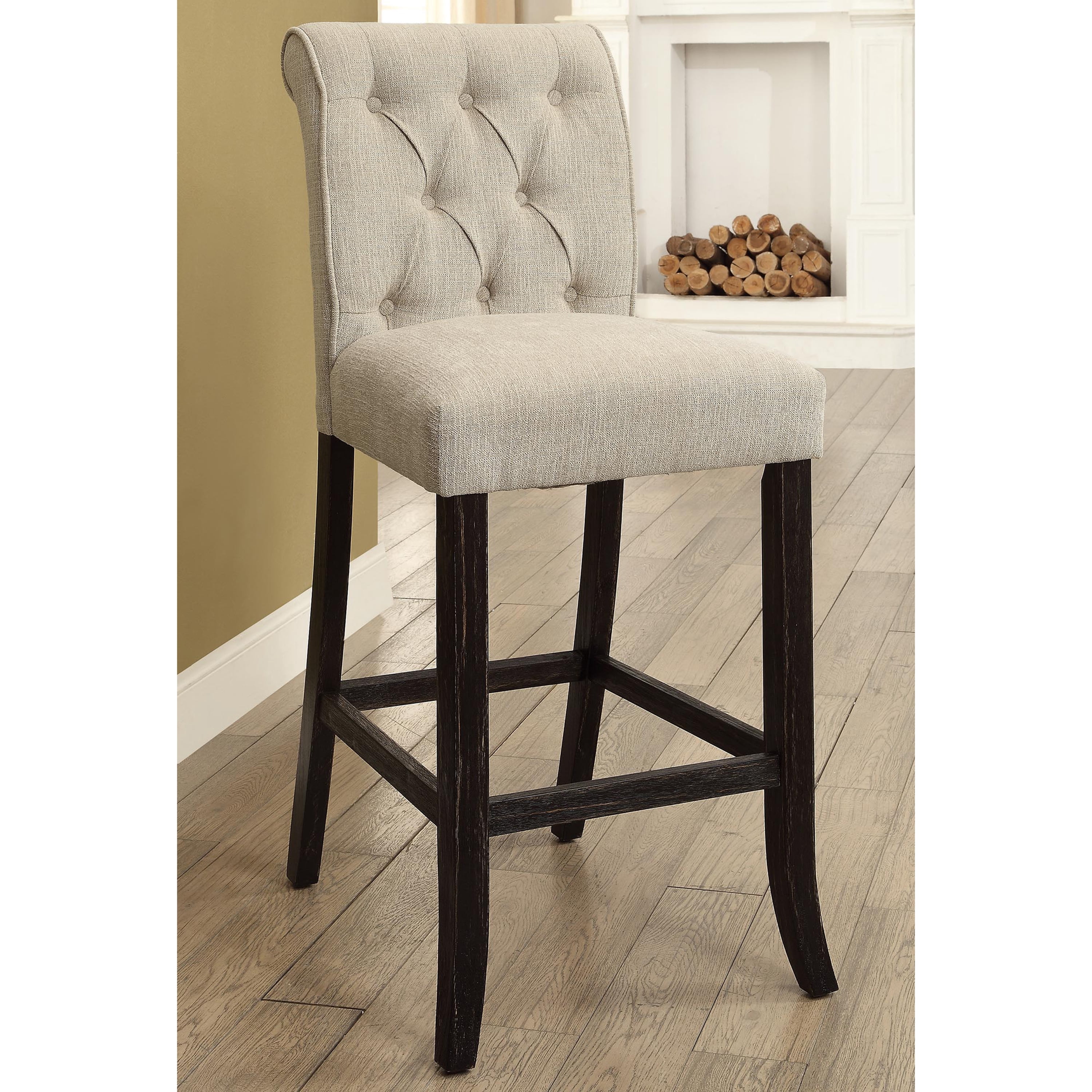 Furniture of America Verona Armless Counter Height Chairs - Set of 2, Ivory