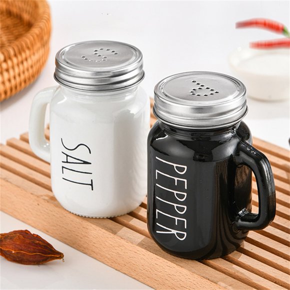 Glass Bottle Kitchen Set | Black & White Handle Design Blending Style With Functionality Bar Set up for Basement Small Funnel for Glitter Buffet Serving Trays for Parties Glass Container Bottle Tray