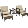 thumbnail image 2 of Costway 5PCS Patio Wicker Conversation Set Space Saving Cushions Chairs with Ottomans Table, 2 of 10