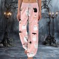 thumbnail image 2 of CAUYDY Joggers Pants for Women Halloween Sweatpants for Women Trendy Ghost Funny Print Drawstring Waist Wide Leg Pants(L101-Light Pink,XXL), 2 of 5
