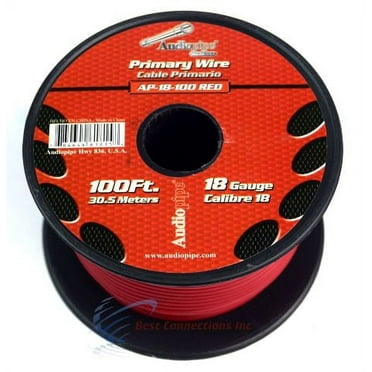 18 GA 100 Feet Red Audiopipe Car Audio Home Remote Primary Cable Wire LED