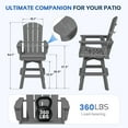 thumbnail image 3 of SERWALL HDPE Outdoor Swivel Bar Chair, Bar Height Adirondack Barstools, All Weather Pub Bar Chair, Gray, 3 of 5