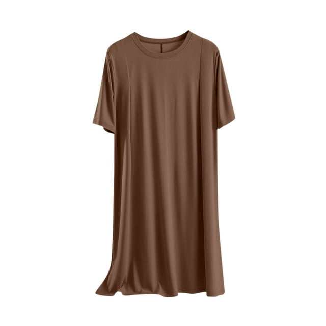 Prix Réduit, Robe de Nuit à Col Rond pour Femme, Grande Robe Décontractée pour la Maison, à Manches Longues, Coton Doux, Vêtement de Nuit Confortable, Chemise de Nuit, Robe de Nuit Idéale pour les Journées Actives, Sopatenor