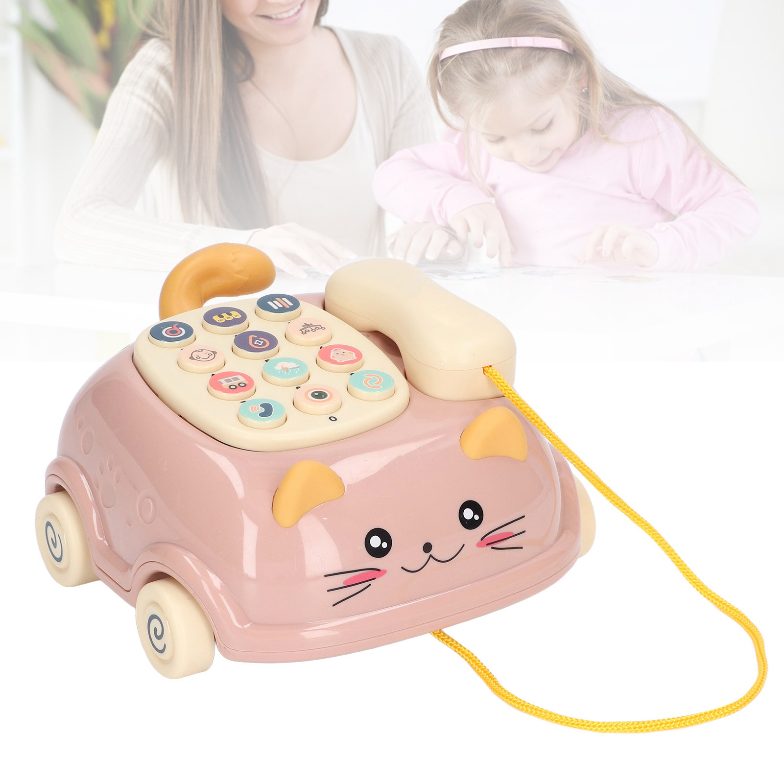 Baby Phone, Plastic Bilingual 12 Buttons Baby Musical Toy  For Enlightment Pink - image 4 of 8