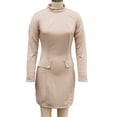 thumbnail image 6 of Bxsruta Womens Long Sleeve Mock Neck Bodycon Dress Casual Midi Work Dresses, 6 of 7