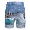 thumbnail image 6 of Kll Lighthouse In Havana Men'S Casual Summer Beach Shorts Hawaiian Shorts With Pockets-Large, 6 of 9