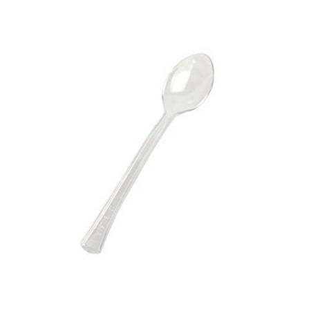 Fineline Settings 6501-CL, 4-Inch Clear Plastic Tiny Tasters Spoons, Disposable Catering Hot & Cold Food Spoons (50)