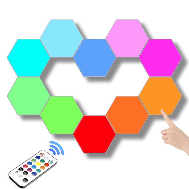 Luz de pared hexagonal Luces sensibles al tacto modulares Conjunto de geometría creativa Luces hexagonales LED adecuadas para salas de estar, dormitorios, amantes del bricolaje, regalos (