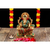 Aradhya Arts Brass Ganesh,  11.64 Inches Raja Ganesha for Home Décor, Temple, Office, Corner and  Gift