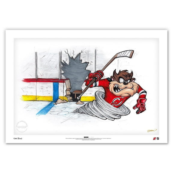 Tasmanian Devil New Jersey Devils 14" x 20" Looney Tunes Fine Art Print - Limited Edition