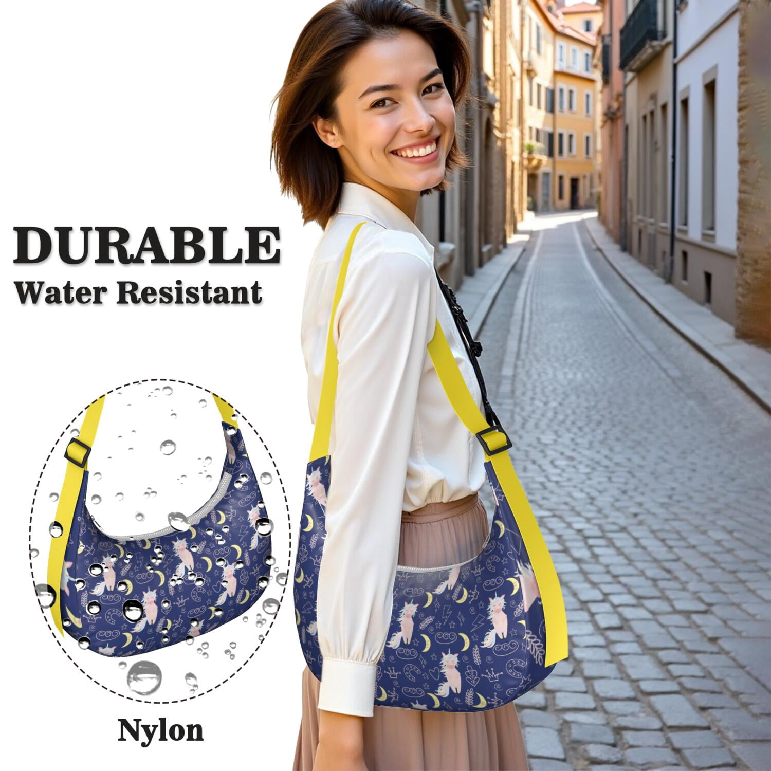 Crossbody Handbag for Women – Water-Resistant, Lightweight & Spacious, Unicorn and rainbow theme, Cute unicorn, Galaxy, Artistic unicorn illustration Style Bag