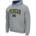 thumbnail image 2 of Men's Colosseum Heather Gray Michigan Wolverines Arch & Logo 3.0 Pullover Hoodie, 2 of 3
