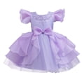 thumbnail image 7 of Lace Flower Sleeveless Gown Dress with Bow Decoration for Girls, Kids Wedding Bridesmaid Pageant Party Formal Long Gown Princess Tulle Floral Embroidery Girl Birthday Party Dresses - 2-10T, 7 of 7
