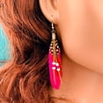 thumbnail image 3 of Accesorios de moda, pendientes de plumas para mujer, pendientes de plumas con borlas y cuentas bohemias, 3 of 6