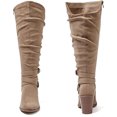 thumbnail image 6 of Love Steetly Women's Extra Wide Calf Knee High Boots, Slouchy Ruched Faux Leather, Double Buckle Accents, Chunky Block Heel Side Zipper Boots., 6 of 6