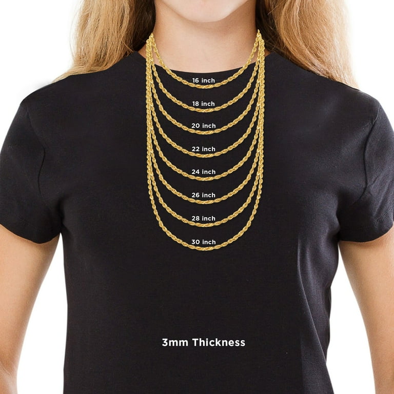 14k solid gold rope chain 22 outlet inch 3mm