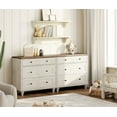 thumbnail image 5 of Mid-Century Modern Wooden Dresser with 6 Wide Drawers, Compact Storage Organizer for Bedroom, Nursery, Hallway, and Living Room, Rustic White, 5 of 6