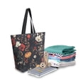 thumbnail image 2 of FORMRS Womens Canvas Tote Bag with Zipper Inner Pocket Shoulder Handbag, Black Floral Pattern, 2 of 7
