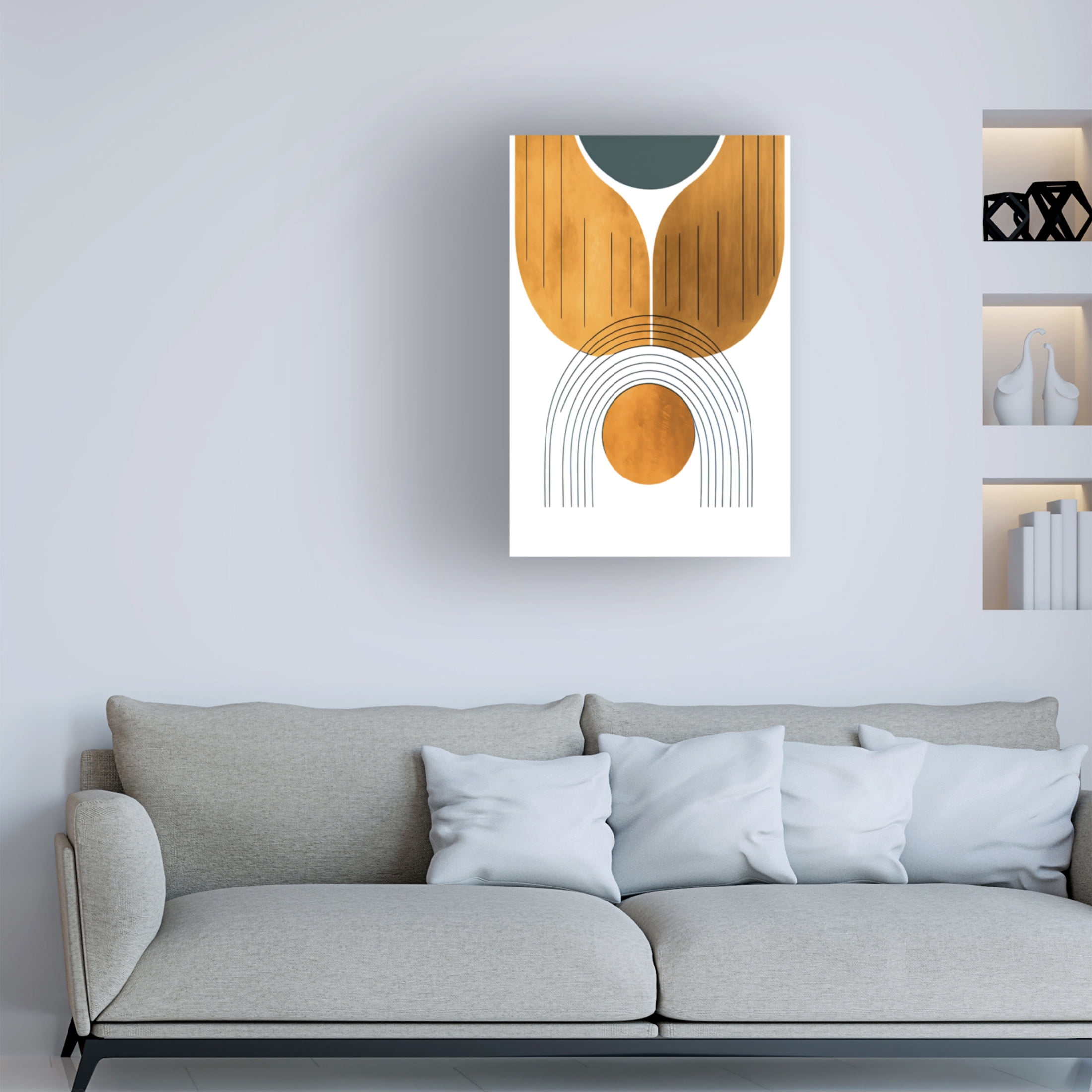 Canvas Wall Art - Ray Heere 'Mid Century Abstract Painting 26' Wall Art for Living Room, Bedroom, or Office Décor by Trademark Fine Art - 16 x 24 Inches