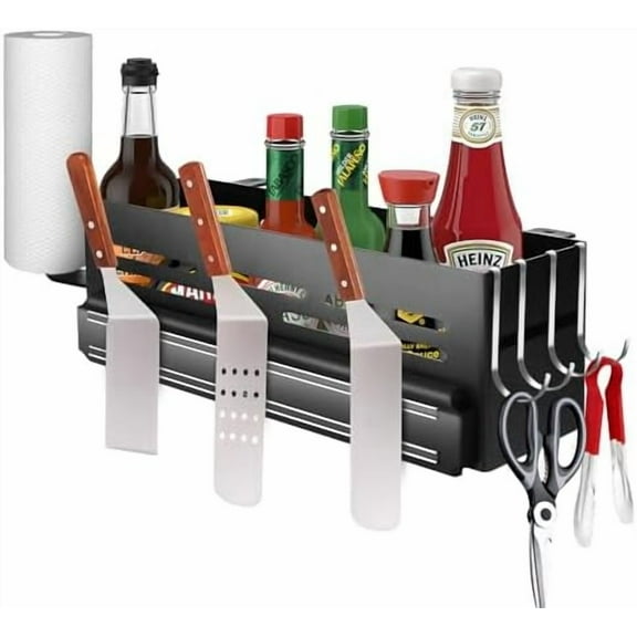 Griddle Caddy for Blackstone 28''/36'' Griddle, Grill BBQ Accessories Holder with Magnetic Strip & Paper Towel Holder, Space Saving Storage Caddy for Grill$$Garden & Patio