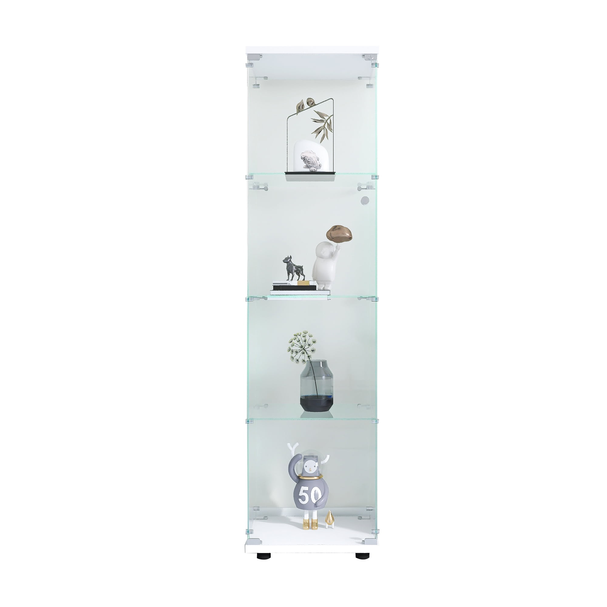 Noble House Glass Display Cabinet 4 Shelves with Door,white