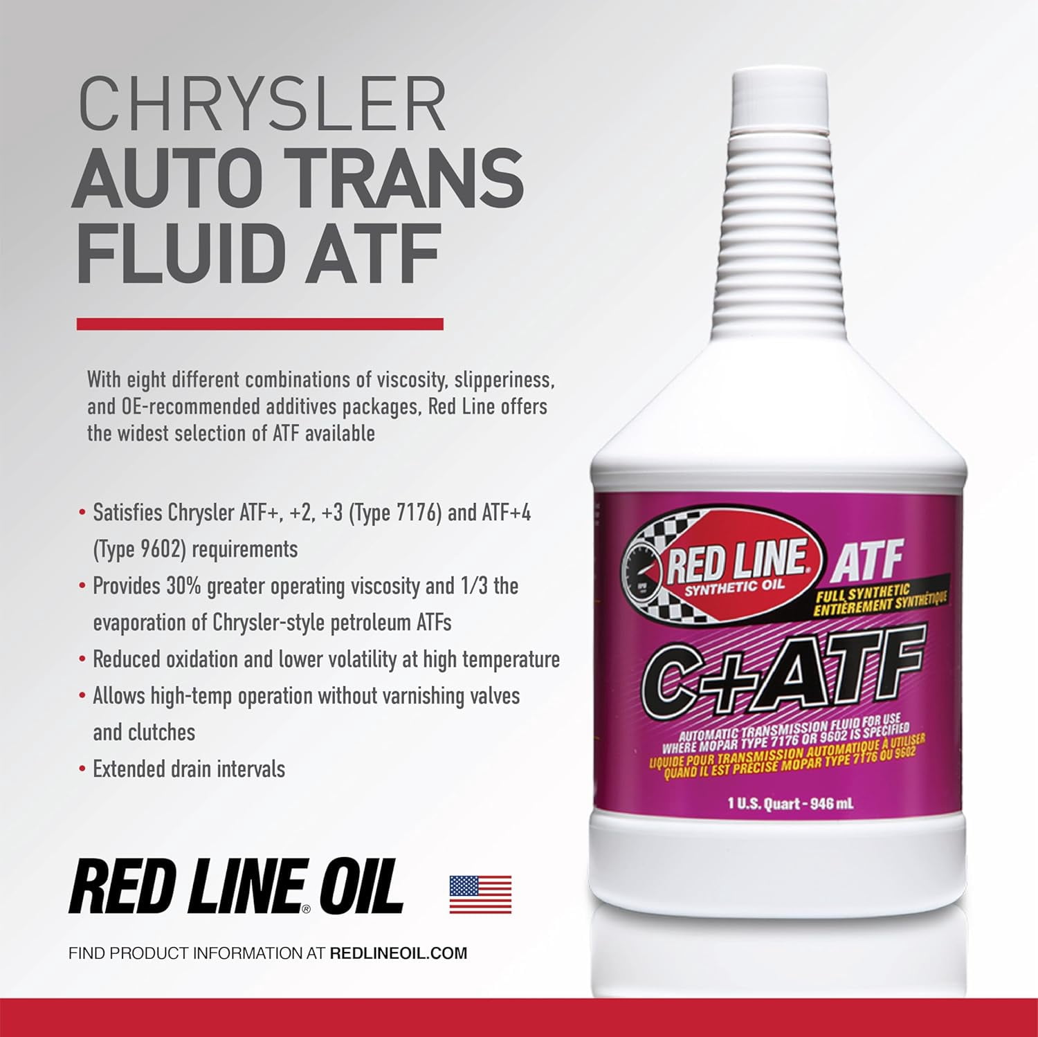 CRDP×DGNリキッド 1ml ATF Red Line 30604 Full Synthetic C+ ATF - 1 Quart for Chrysler