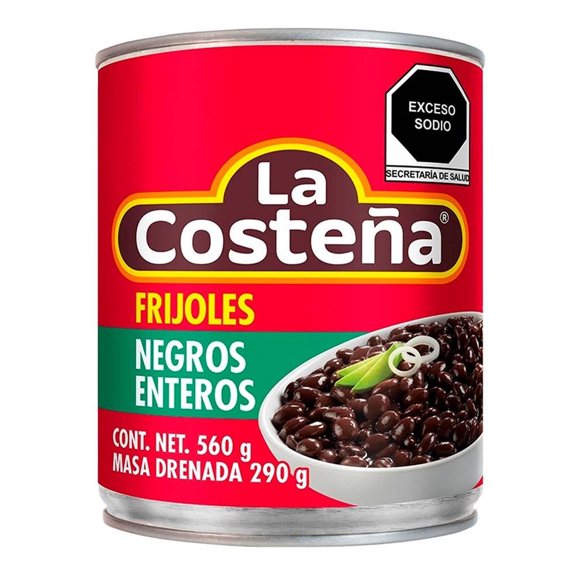 Frijoles negros La Costeña enteros 560 g
