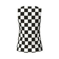 thumbnail image 5 of Picia Black and White Checkerboard Pattern Women's Workout Tank Top,Breathable Activewear,Slim Fit Athletic Top,Versatile Workout Moisture-wicking top-Small, 5 of 9