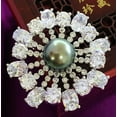 thumbnail image 2 of K-KED Natural 10-11mm Black Pearl Crystal Flower Brooches 18KGP For Women, 2 of 3