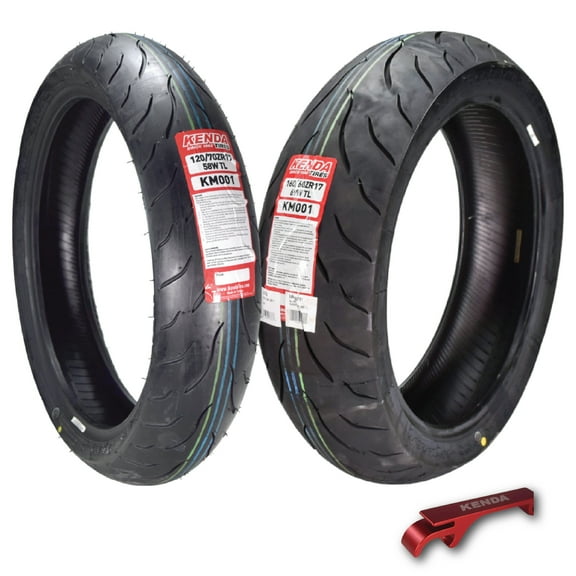 Kenda KM1 Sport Touring Tire Set 120/70ZR17 58W TL 160/60ZR17 69W TL w/ Keychain