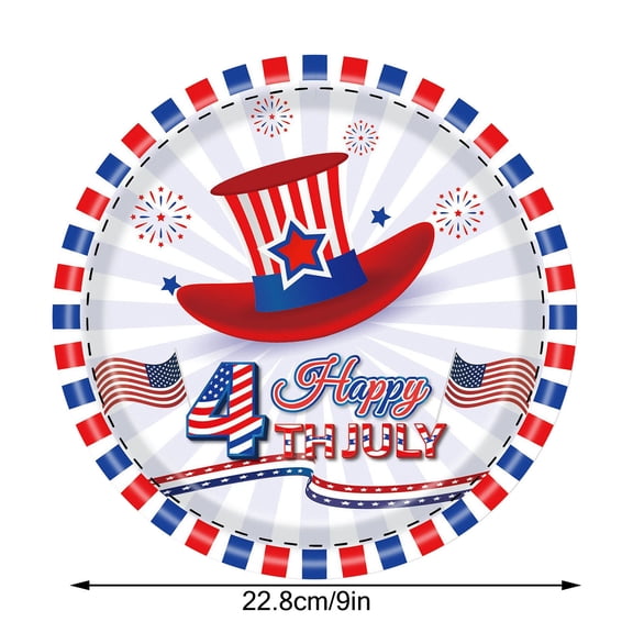 SLYNSHome Patriotic Party Supplies 4th of July 9 inch Paper Plates American Flag Red White Blue Decoration for Independence Day Memorial Day Decor