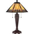 thumbnail image 2 of 2 Light Mission Tiffany Table Lamp with Geometric Stained Glass Panels and Pull Chains in Russet Bailey Street Home 71-Bel-802947, 2 of 3