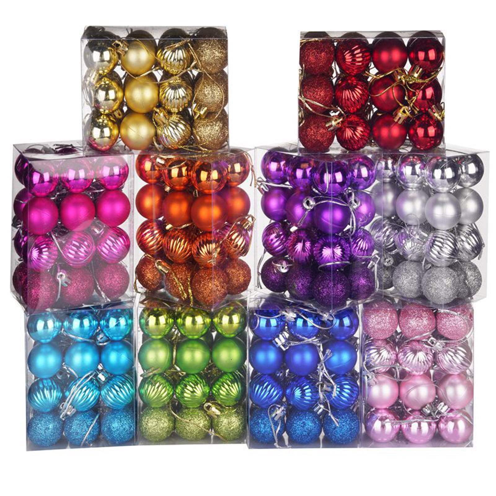 24Pcs 3cm Christmas Tree Color Ball Shatterproof Multi-styles ...