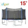 Clevr 15 Trampoline Bounce Jump Safety Enclosure Net Ladder Spring Pad Round 15 ft., Rainbow Pad Cover