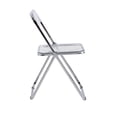 thumbnail image 3 of Transparent Folding Chair, Modern Accent Side Chair Clear Armless Chair Office Chair with Chrome Finish Steel Frame & Plastic Seat, Comfy Event Chair Outdoor Dining Chair with Powder Coated, Gray, 3 of 7